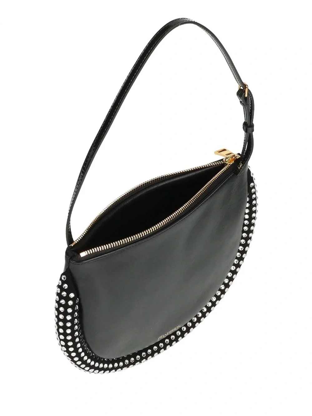J.W. Anderson Black Studded Half Moon Shoulder Bag leather and suede